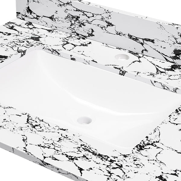English Elm 31"X22" Bathroom Vanity Top With Undermount Ceramic Sink, Backsplash & Durable Panda White Finish W509P362103