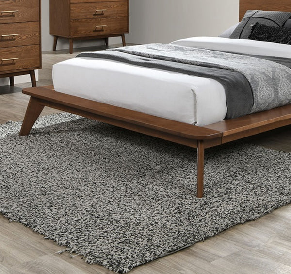 English Elm Platform Bed Set - Mid-Century Modern Walnut Queen Bed & 2 Nightstands For Stylish Elegance B2741S00467-GIGA