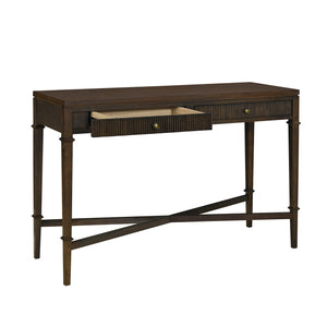 JLA Home Martha Stewart - Fluted Two-Drawer Console Table — Lily Pond Smoky Brown Finish, Antique Brass Hardware, Compact Storage Elegance MT120-1191