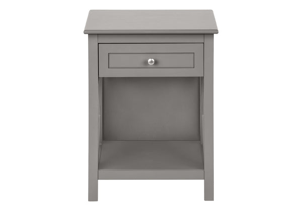 English Elm Accent Table - Transitional 2-Tier Side Table With Storage Drawer In Antique Grey For Bedroom & Living Room B2710P219488