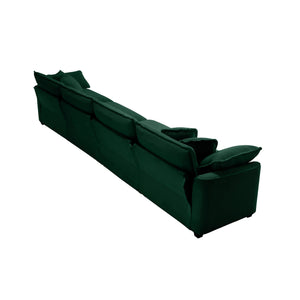 English Elm Corduroy 4-Seater Sofa – Stylish Retro Modern Upholstered Comfort With Pillows For Living Spaces W714S00820