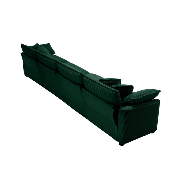 English Elm Corduroy 4-Seater Sofa – Stylish Retro Modern Upholstered Comfort With Pillows For Living Spaces W714S00820