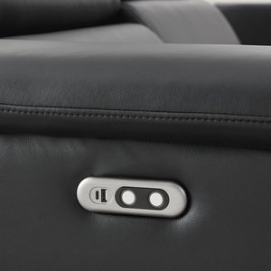 English Elm 5-seater Air Leather Power Reclining Sectional with Led Bluetooth Subwoofer and Lift Cabinet Black W1191S00121