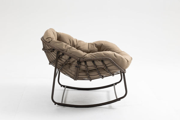 English Elm Outdoor Wicker Egg Rocking Chair Oversized Sculpted Rattan Lounge Porch Patio W640P395695