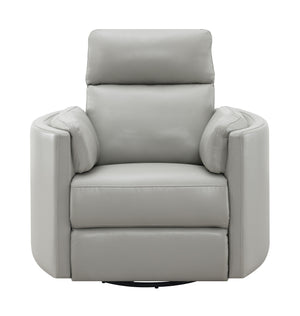 English Elm Sagen Gray Faux Leather Glider Recliner with Swivel, Pocket Coil Comfort, Low Wall Clearance 9" B2726P241794
