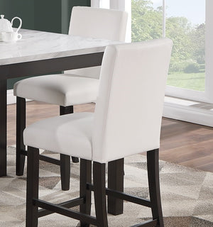 English Elm Modern 5pc Counter Height Dining Set with Faux Marble Top & White Faux Leather Chairs, 40" Square B011P184983