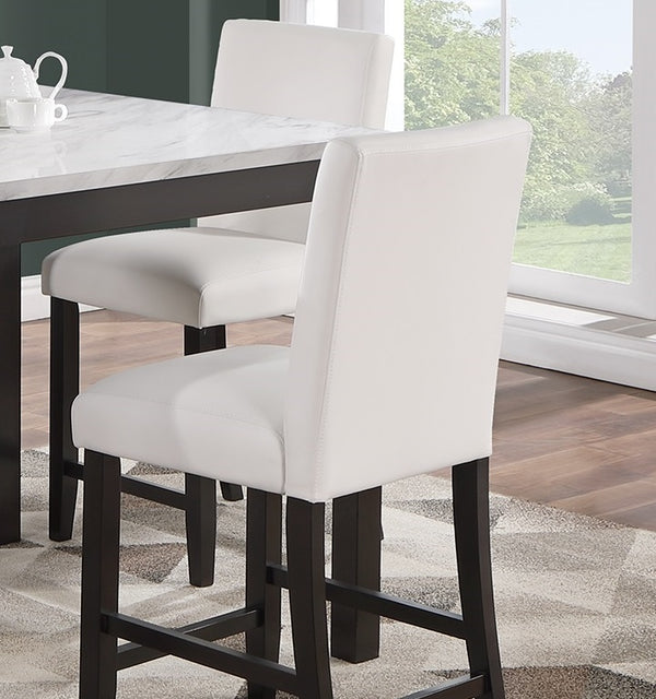 English Elm Modern 5pc Counter Height Dining Set with Faux Marble Top & White Faux Leather Chairs, 40" Square B011P184983