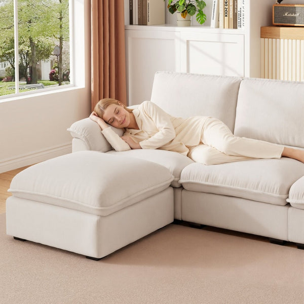 English Elm Cloud Sectional Sofa with Movable Chaise Soft Chenille Upholstery for Modern Living Rooms Beige W1359S00062