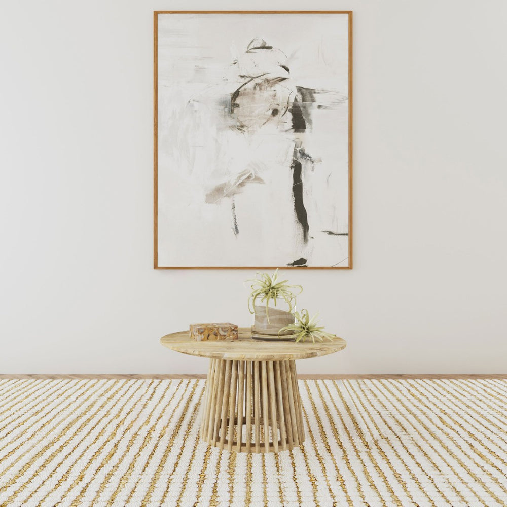 English Elm Diana Solid Mango Wood Round Coffee Table Sculptural Base for Bohemian Living Rooms B062S01678