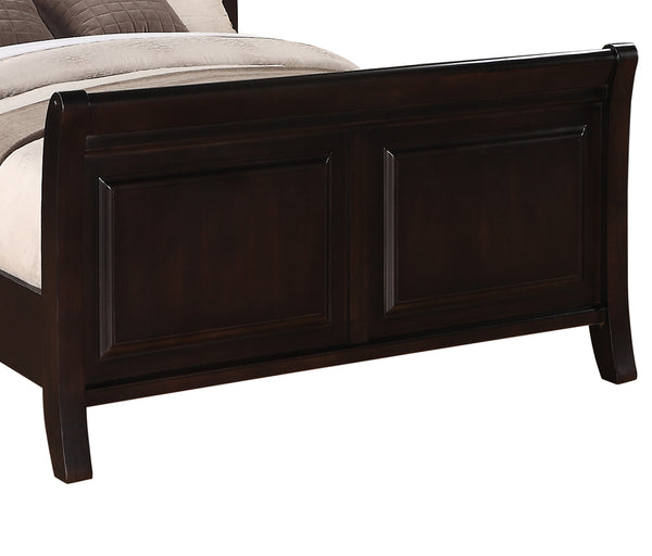 English Elm Transitional King Bed with Durable Particleboard Frame, Elegant Curves and Versatile Finish for Any Bedroom Cappuccino 84 L x 13 W x 5 H B078S00525