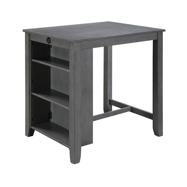 English Elm Ham Counter Height Dining Table with Usb Charging Open Shelf for Kitchen Nooks Gray B056P416890