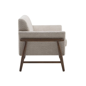 English Elm Christopher Knight Home® - Boucle Mid-Century Flared Arms Loveseat with Elm Legs — Plush Bouclé Upholstery, Cozy Modern Accent (57.5") Almond,Walnut N771P294675V
