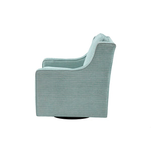 JLA Home Madison Park - Chenille Dusty Aqua Swivel Chair with Wingback-Inspired Curved Arms, 360° Metal Base, No Assembly Required MP103-0702