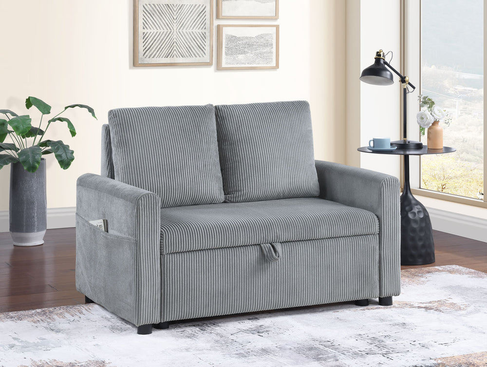 English Elm Oswin 45" Gray Corduroy Loveseat with Underseat Storage, Plush Cushions, Compact Stylish Seating B061S00885