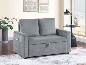 English Elm Oswin 45" Gray Corduroy Loveseat with Underseat Storage, Plush Cushions, Compact Stylish Seating B061S00885