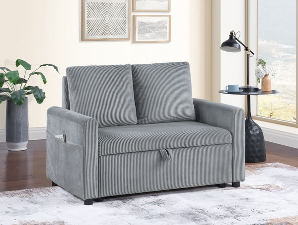 English Elm Oswin 45" Gray Corduroy Loveseat with Underseat Storage, Plush Cushions, Compact Stylish Seating B061S00885