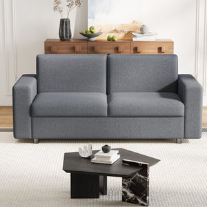 English Elm Pull Out Sofa Bed Full Size Sleeper Sofa with Memory Foam Dual-Layer Mattress, Space-Saving Loveseat DARK GREY W3795P357849