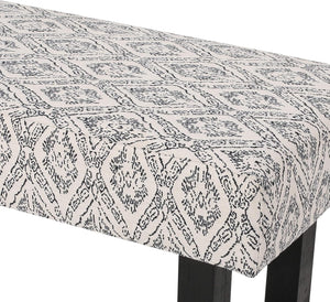 English Elm Christopher Knight Home® - Ashford Boho Fabric Bench White+Black - 48" Rubberwood Modern Vintage Accent Seating, Durable Comfort N778P187098B