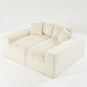 English Elm Luxury Turtle Velvet Multifunctional Sofa - Modular 4-Seater White/Green/Black/Pink, 400lb Capacity, Cozy Stylish Living Room Statement Piece W3371S00039