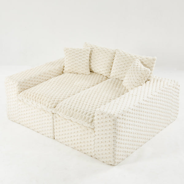 English Elm Luxury Turtle Velvet Multifunctional Sofa - Modular 4-Seater White/Green/Black/Pink, 400lb Capacity, Cozy Stylish Living Room Statement Piece W3371S00039