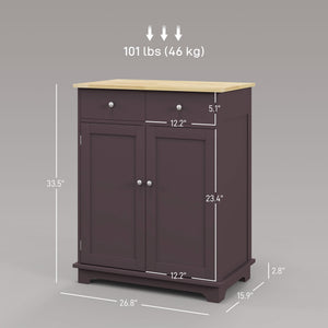 English Elm Homcom Modern Sideboard With Rubberwood Countertop, Versatile Kitchen Storage & Coffee Bar Cabinet W2225P217717