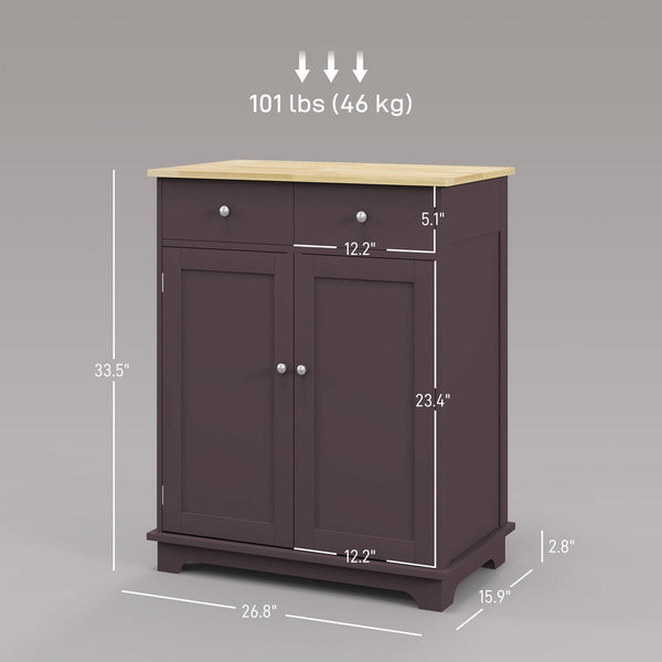 English Elm Homcom Modern Sideboard With Rubberwood Countertop, Versatile Kitchen Storage & Coffee Bar Cabinet W2225P217717