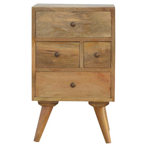 English Elm Solid Mango Wood Four Drawer Nightstand Handcrafted Nordic Bedside Storage Organizer B182P280766