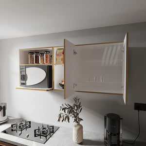 English Elm Nucla Wall Cabinet in White & Light Oak — Engineered Wood, Multi Compartments, Stylish Kitchen Storage B092P286136