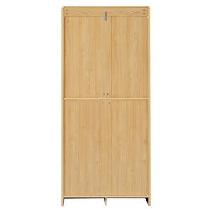 English Elm K&k Farmhouse Pantry Cabinet 72 Inch Tall Mdf Cupboard with Adjustable Shelves Natural N707S000021Y