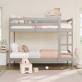 Simple Solid Wood Twin Over Twin Bunk Bed Grey SOPB3HGY Walker Edison