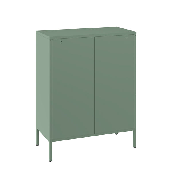 English Elm Amelia Metal Accent Cabinet 32" — Steel Mesh Doors, Adjustable Shelves, Minimalist Legs for Modern Storage Solutions Sage Green B365P397886