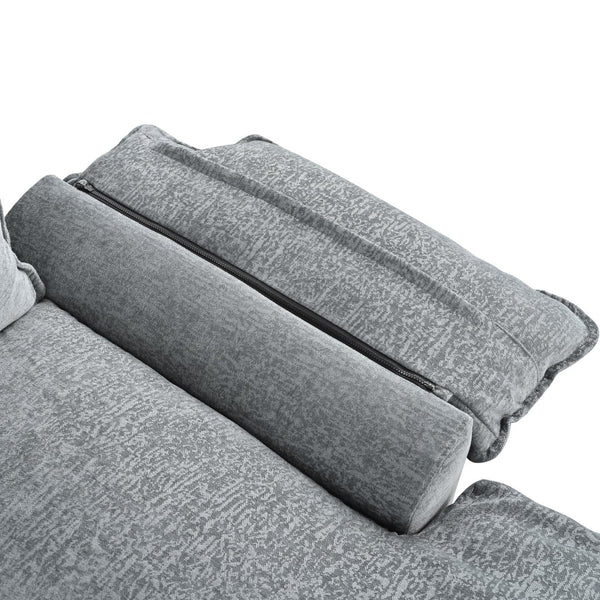 English Elm U_STYLE U-Shaped Chenille Sectional Sofa with Adjustable Armrests, 6-Seater, Removable Covers, Durable Construction Gray WY000430AAE