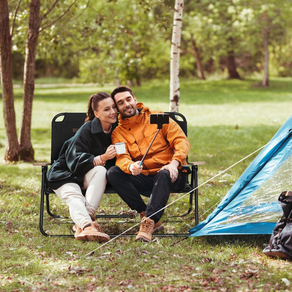 English Elm Outsunny Double Folding Camping Chair For 2 Adults - Portable Loveseat With Cupholders & Armrests W2225P200756-GIGA