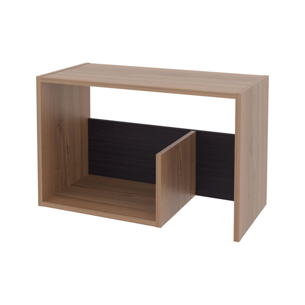 English Elm Fm Furniture Vega Side Table – Stylish Melamine Open Storage In Light Oak & Wengue For Small Spaces B128P293876