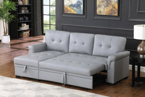 English Elm Jardin Vegan Leather Sleeper Sectional with Reversible Chaise and Hidden Storage B2749S00209