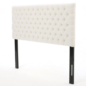English Elm Christopher Knight Home® - Tufted Upholstered Queen Size Headboard with Button Detail, Adjustable Height, Velvet Finish, Modern Appeal Ivory 55444.00FIVY