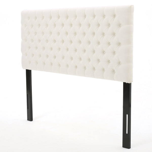 English Elm Christopher Knight Home® - Tufted Upholstered Queen Size Headboard with Button Detail, Adjustable Height, Velvet Finish, Modern Appeal Ivory 55444.00FIVY