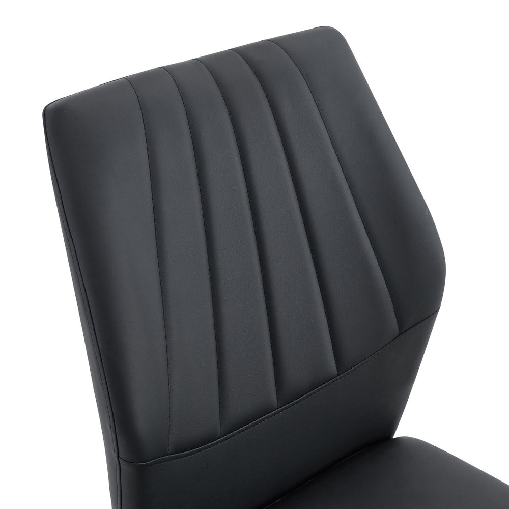 English Elm Table Black Textured Dining Set With 4 Ergonomic Pu Chairs - Modern, Durable & Stylish Design For Home W1151S04308-GIGA