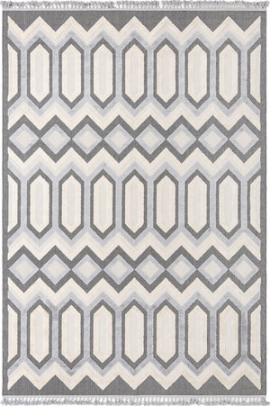 Unique Loom Arlo JJ Machine Made Tribal Rug Charcoal, Ivory/Gray 9' 10" x 14' 1"