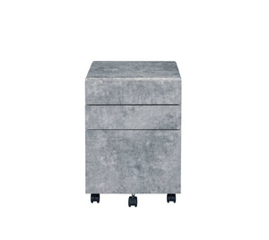 English Elm Jurgen 3-Drawer Faux Concrete File Cabinet with Silver Metal Frame, Casters & Finished Interiors B2726P278617
