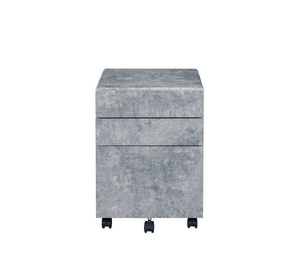 English Elm Jurgen 3-Drawer Faux Concrete File Cabinet with Silver Metal Frame, Casters & Finished Interiors B2726P278617