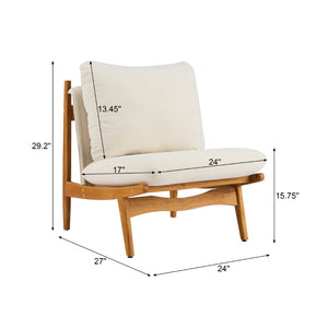 English Elm Vista Mid-century Accent Chairs Solid Wood Frame Beige Upholstery Living Room Set N767P366304B