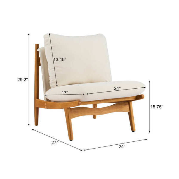 English Elm Vista Mid-century Accent Chairs Solid Wood Frame Beige Upholstery Living Room Set N767P366304B