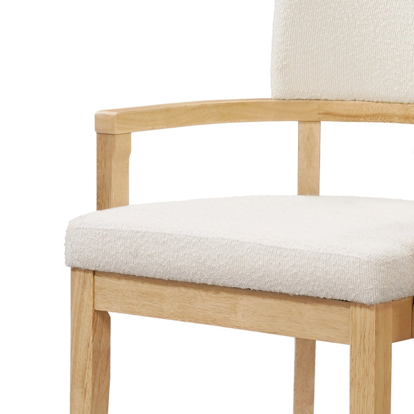 English Elm Christopher Knight Home® - Mid Mid Century Modern Boucle Dining Chairs with Wood Frame, U-Shape Arms, High-Density Foam Comfort Beige,Oak N771P331337A