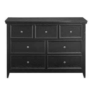 English Elm Modern 7 Drawers Dresser with Unique Feet, Smooth Glide Drawers and Metal Handles for Stylish Storage Black W2275P149785