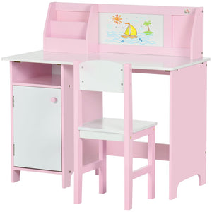 English Elm Qaba Pink Toddler Desk And Chair Set With Whiteboard, Storage, Ergonomic Design For Young Learners W2225P249757-GIGA