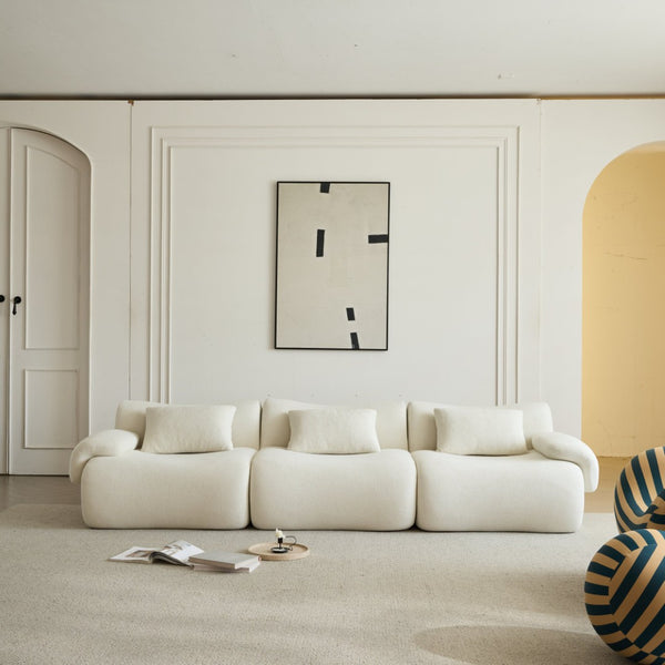 English Elm H-017-not Sherpa Armless Modular Sectional Unit Plush High Density Foam Living Room Sofa Ancient White W3622P346240