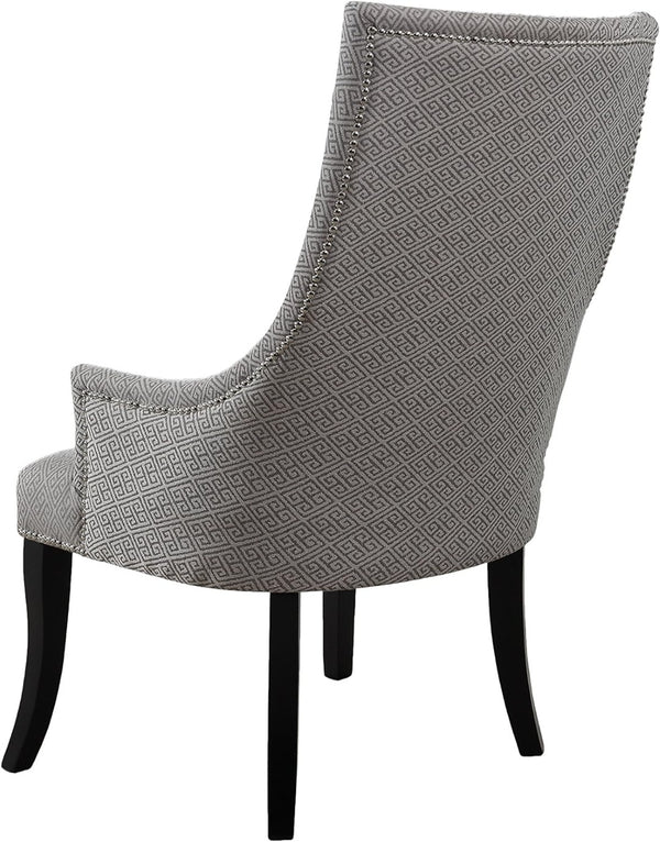 English Elm High Back Wingback Accent Chair Polyester Upholstery Nailhead Trim Tailored Living Room Seat Black+ Gray B011P439043