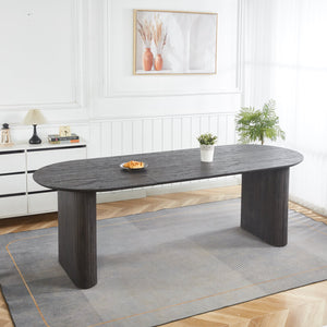 English Elm Extensible Pedestal Dining Table with MDF Top for 4-6, Stylish Durable Design, Easy Assembly, Comfortable Dining Experience Black W234S00107