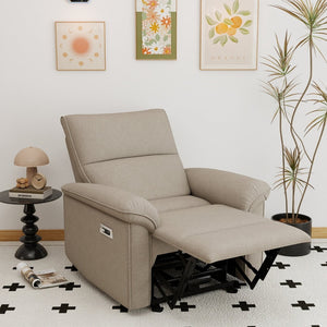 English Elm Power Lift Recliner Velvet Chair with Extended Footrest and Cup Holders for Elderly W1028S00062